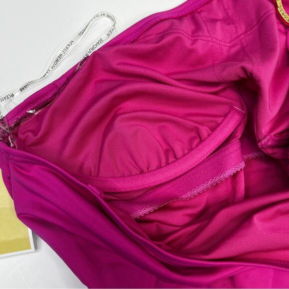 MICHAEL Michael Kors One Shoulder One Piece swimsuit pink cerise - 14 - Picture 11 of 12